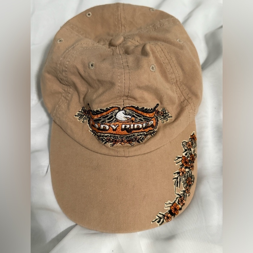 Hot Leathers Lady Rider beige hat with orange‎ and black detail